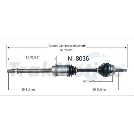 Surtrack Axle Cv Axle Shaft, Ni-8036 NI-8036